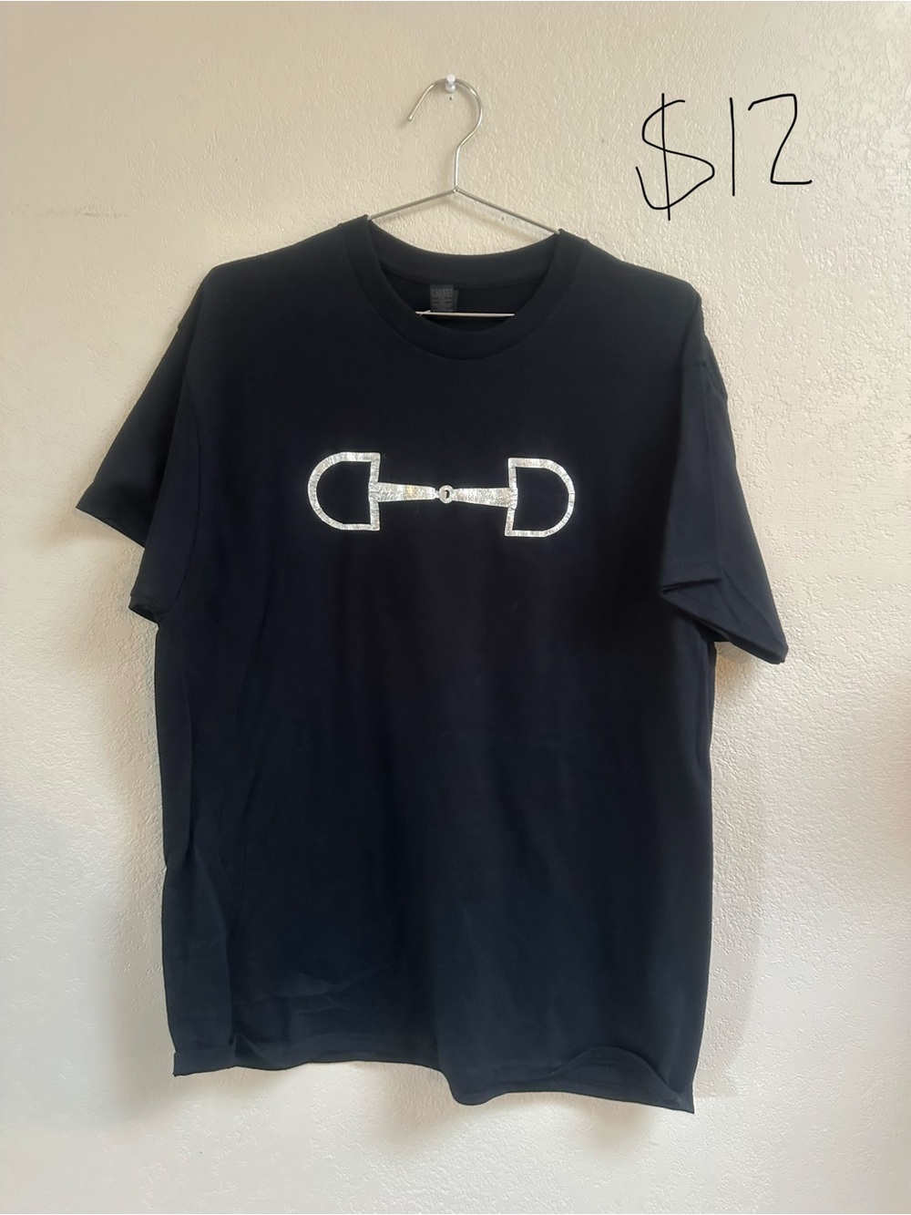Men's Black Graphic Tee with Silver Bit Design